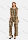 Wholesale Women's Round Neck Sleeveless Fashion Allover Snakeskin Print Jumpsuit - Liuhuamall
