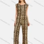 Wholesale Women's Round Neck Sleeveless Fashion Allover Snakeskin Print Jumpsuit preview