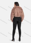 Wholesale Women's Fashion Stand Collar Crop Zipper Fuzzy Fluffy Jacket 2033# - Liuhuamall