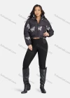 Wholesale Women's Fashion Stand Collar Butterfly Print Zipper Crop Puffer Jacket 888# - Liuhuamall