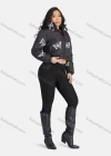 Wholesale Women's Fashion Stand Collar Butterfly Print Zipper Crop Puffer Jacket 888# - Liuhuamall