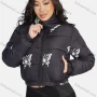 Wholesale Women's Fashion Stand Collar Butterfly Print Zipper Crop Puffer Jacket 888# preview