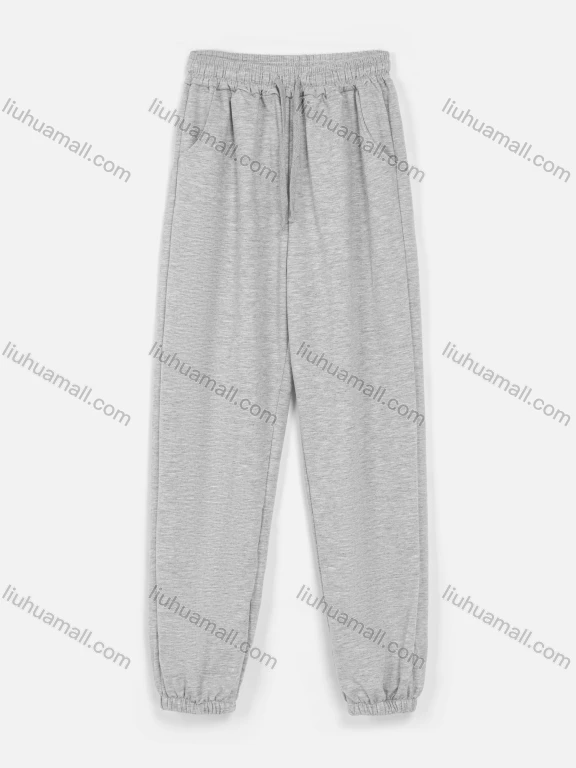 Wholesale Women's Casual Drawstring Elastic Hemline Plain Sweatpants With Pockets