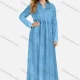 Wholesale Women's Plus Size Long Sleeve Button Front Denim Maxi Dress Light Blue Clothing Wholesale Market Liuhua