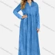 Wholesale Women's Plus Size Long Sleeve Button Front Denim Maxi Dress Sky Blue Clothing Wholesale Market Liuhua