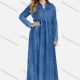 Wholesale Women's Plus Size Long Sleeve Button Front Denim Maxi Dress Medium Blue Clothing Wholesale Market Liuhua