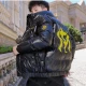 Wholesale Men's Fashion Graphic Shiny Stand Collar Patch Pocket Zip Up Cotton-Padded Puffer Jacket 9210# Black Clothing Wholesale Market Liuhua