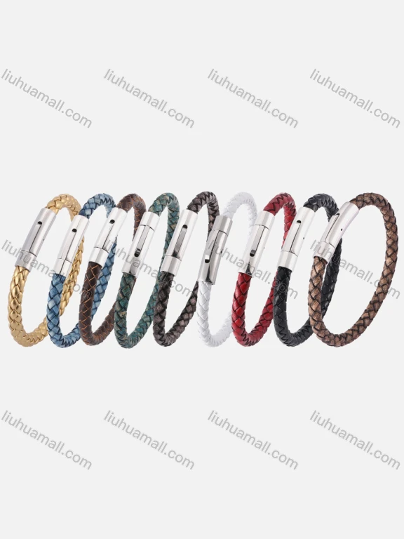 Wholesale Genuine Leather Stainless Steel Magnetic Buckle Bracelet SP0462B#