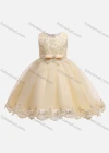 Wholesale Girls Lovely Crew Neck Sleeveless Appliques Embroidered Flower Dress - Liuhuamall