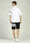 Wholesale Men's Short Sleeve Regular Fit Button Down Striped Polo Shirt - Liuhuamall