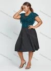 Wholesale Women's Plus Size Elegant Flounce Sleeve Embroidery Splicing Print Midi Dress - Liuhuamall