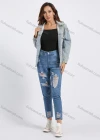 Wholesale Women's Fashion Ripped Distressed Patch Pocket High Waist Skinny Jeans - Liuhuamall