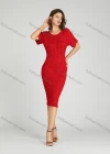 Wholesale Women's Casual Short Sleeve Plain Shirred Striped Bodycon Maxi Dress 1052# - Liuhuamall