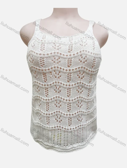Wholesale Women's Vacation Hollow Out Crochet Sleeveless Cover Up Tank Top 3044#