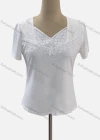 Wholesale Women's Casual V Neck Short Sleeve Lace Rhinestone Blouse - Liuhuamall