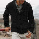 Men's Casual Plain Lapel Collar Long Sleeve Button Down Cable Knit Cardigan Black Clothing Wholesale Market -LIUHUA
