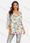 Wholesale Women's Casual Floral Print Lace Up Off Shoulder Blouse - Liuhuamall