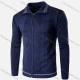 Wholesale Men's Casual Long Sleeve Texture Full Zip Lapel Cable Knit Sweater Jacket Navy Clothing Wholesale Market Liuhua