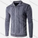 Wholesale Men's Casual Long Sleeve Texture Full Zip Lapel Cable Knit Sweater Jacket Light Slate Gray Clothing Wholesale Market Liuhua