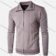 Wholesale Men's Casual Long Sleeve Texture Full Zip Lapel Cable Knit Sweater Jacket Khaki Clothing Wholesale Market Liuhua