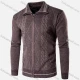 Wholesale Men's Casual Long Sleeve Texture Full Zip Lapel Cable Knit Sweater Jacket Coffee Clothing Wholesale Market Liuhua