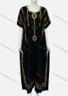 Wholesale Women's African Short Sleeve Square Neck Patch Pocket Embroidery Maxi Kaftan Dress XH-715S# - Liuhuamall