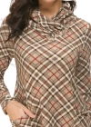 Wholesale Women's Casual Cowl Neck Long Sleeve Dual Pocket Plaid Print Tunic - Liuhuamall