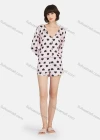 Wholesale Women's Milk Silk Heart Print V Neck Button Front Lounge Soft Long Sleeve Romper Pajamas A19# - Liuhuamall
