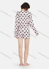 Wholesale Women's Milk Silk Heart Print V Neck Button Front Lounge Soft Long Sleeve Romper Pajamas A19# - Liuhuamall