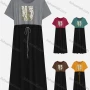 Wholesale Women's Casual Splicing Colorblock Round Neck Short Sleeve Gliding Drawstring Maxi Tee Dress preview