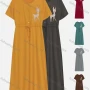 Wholesale Women's Casual Round Neck Short Sleeve Animal Drawstring Buttons Front Maxi Dress preview