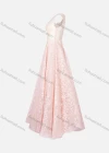 Wholesale Women's Elegant Sleeveless Double V Neck Lace Appliques Maxi Evening Dress - Liuhuamall