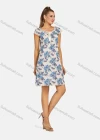 Wholesale Women's Casual Floral Print Lace Trim Bow Knot Short Sleeve Knee Length Dress y01# - Liuhuamall