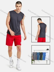 Wholesale Men's Sporty Crew Neck Sleeveless Striped Tank Top, LIUHUA CLOTHING WHOLESALE