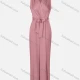 Wholesale Women's Elegant Plain High Waist Belted Wide Leg V-Neck Wrap Jumpsuit 37# Clothing Wholesale Market Liuhua
