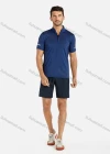 Wholesale Men's Sporty Plain Stand Collar Short Sleeve Zip Front Reflective Stripes Tee - Liuhuamall