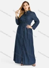 Wholesale Women's Plus Size Casual Button Long Sleeve Maxi Denim Shirt Dress - Liuhuamall