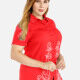 Women's Plus Size Cotton Floral Embroidery Short Sleeve Button Down Shirt 3# Clothing Wholesale Market -LIUHUA