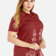Women's Plus Size Cotton Floral Embroidery Short Sleeve Button Down Shirt 4# Clothing Wholesale Market -LIUHUA