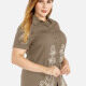 Women's Plus Size Cotton Floral Embroidery Short Sleeve Button Down Shirt 5# Clothing Wholesale Market -LIUHUA