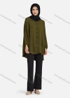Wholesale Women's Casual Plain Ruched Buttons Down Long Sleeve Blouse 1371# - Liuhuamall