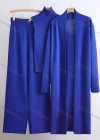 Wholesale Women's Elegant Plain Mid-length Cardigan 3 Piece Set With Wide-leg Pants - Liuhuamall