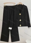 Wholesale Women's Elegant Plain Patch Pocket Cardigan 2 Piece Set With Wide-leg Pants - Liuhuamall