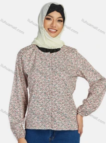 Wholesale Women's Casual Crew Neck Button Down Floral Print Blouse Without Hijab, LIUHUA CLOTHING WHOLESALE