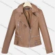 Wholesale Women's Casual Lapel Long Sleeve Zipper Plain Leather Crop Biker Jacket Brown Clothing Wholesale Market Liuhua