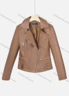 Wholesale Women's Casual Lapel Long Sleeve Zipper Plain Leather Crop Biker Jacket - Liuhuamall