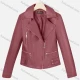 Wholesale Women's Casual Lapel Long Sleeve Zipper Plain Leather Crop Biker Jacket Red Clothing Wholesale Market Liuhua