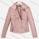 Wholesale Women's Casual Lapel Long Sleeve Zipper Plain Leather Crop Biker Jacket Pink Clothing Wholesale Market Liuhua