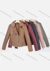 Wholesale Women's Casual Lapel Long Sleeve Zipper Plain Leather Crop Biker Jacket - Liuhuamall