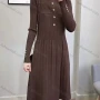 Wholesale Women's Casual Mock Neck Button Decor Rib Knit Pleated Slim Fit Sweater Dress preview